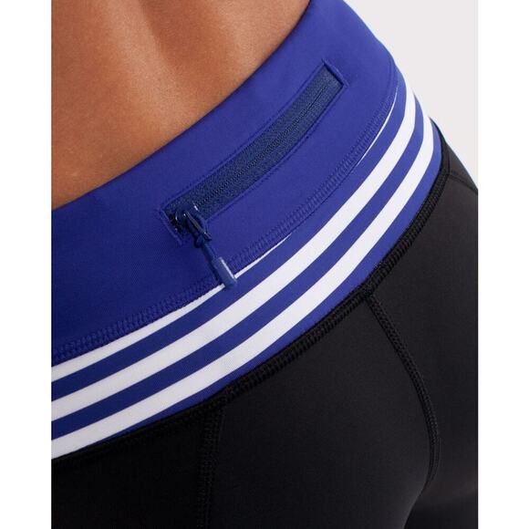 Lululemon Run Inspire Crop Leggings Black & Blue White Narrow Bold Stripes Sz 4 - Picture 4 of 10